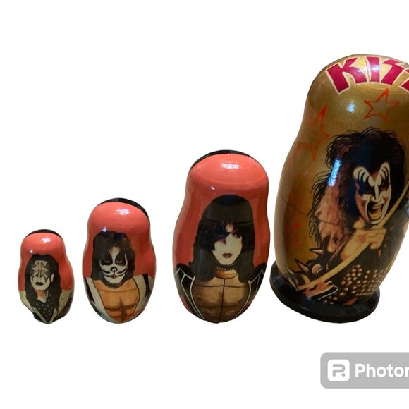 Matryoshka Russian KISS Nesting Dolls Painted Wood Vintage - Picture 3 of 11